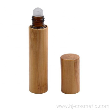 wholesale cosmetic high end essential oil packaging glass10ml bamboo roller bottle for perfume